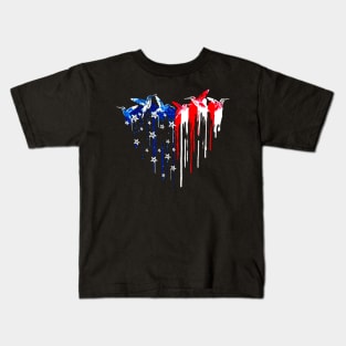 Hummingbird Heart American Flag Kids T-Shirt